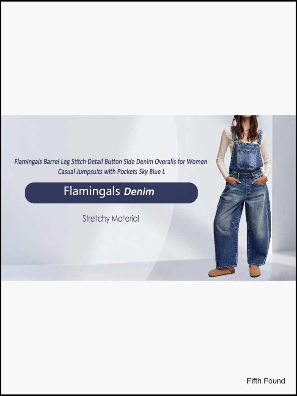 Barrel Leg Denim Overalls with Pockets Casual Jumpsuit - Picture 7 of 7
